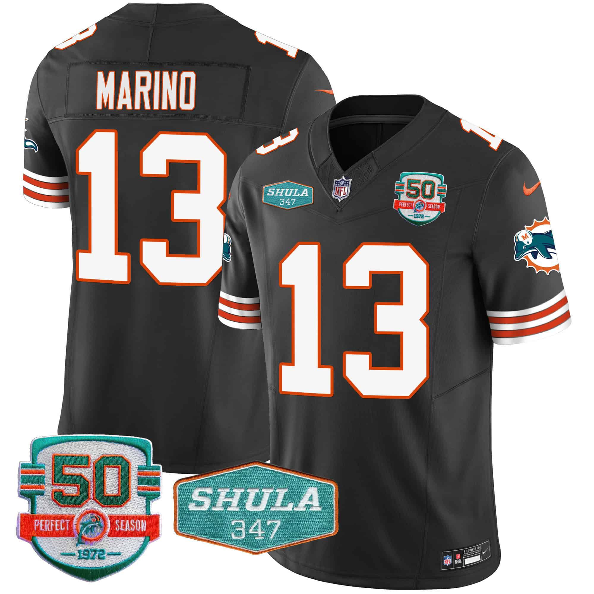 Men Miami Dolphins #13 Marino Black 2024 Nike Throwback Shula 347 Patch Vapor NFL Jersey style 1->indianapolis colts->NFL Jersey
